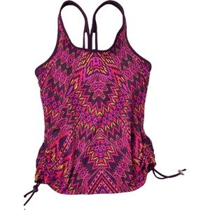 Athleta Cayo Coco Tankini Watermelon Purple/red print Size S with built in bra